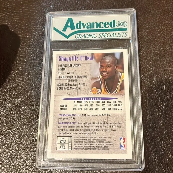 Shaquille O' Neal 1996-97 Topps Finest w/coating Foundations #243 AGS 9 Mint - Picture 2 of 2